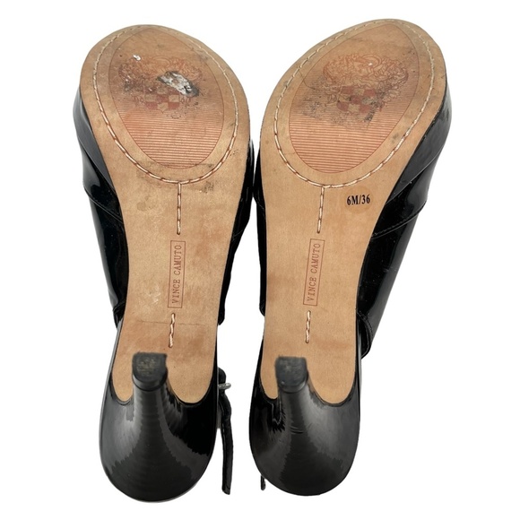 VINCE CAMUTO AVA Black Patent Leather Slingback High Heels Peep Toe Shoes sz 6 - Picture 15 of 16